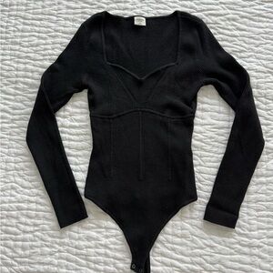 Abercrombie & Fitch Black Ribbed Bodysuit Size M